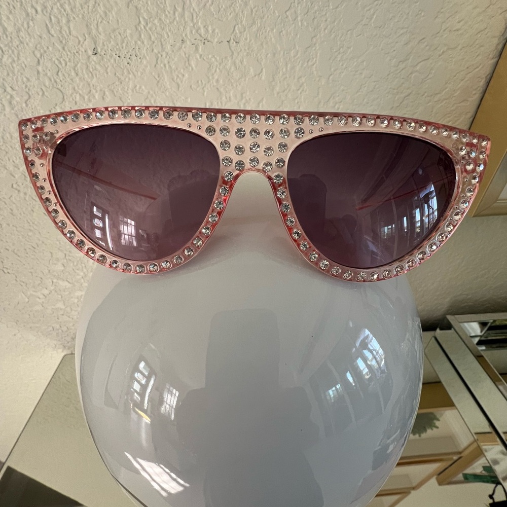 Pink Rhinestone-Studded Sunglasses - Picture 2 of 4